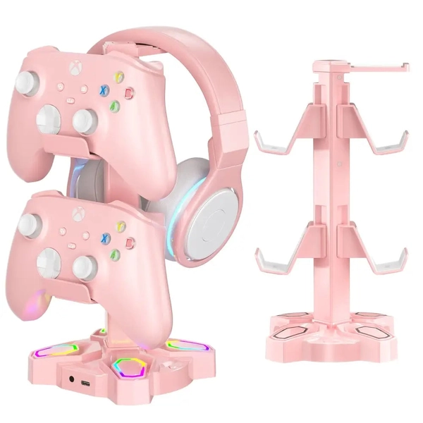 Kawaii Gamer Headset & Controller LED Stand for Ultimate Setup