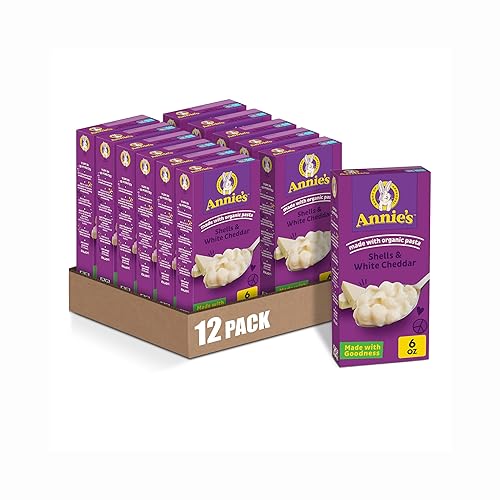 Annie's White Cheddar Shells Macaroni and Cheese with Organic Pasta, 6 oz (Pack of 12) - White Cheddar - 6 Ounce (Pack of 12)