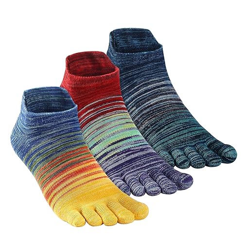 TikMox Crew Toe Sock, Cotton Ankle Sock & Stocking, Arch Support, Running Five-Toe Design(3&6pairs) - Small - A - Ankle Socks 01