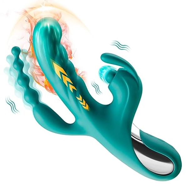 Rabbit Vibrators Sex Toys for Women - BEBEBEER Clitoral Vibrator G Spot Thrusting Dildo Anal Beads with Quick Heated & 5*10*7 Thrust Vibration - Adult Sex Toy Personal Massager Wand for Female Couples