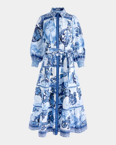 Geneva Tiered Button-Front Midi Dress