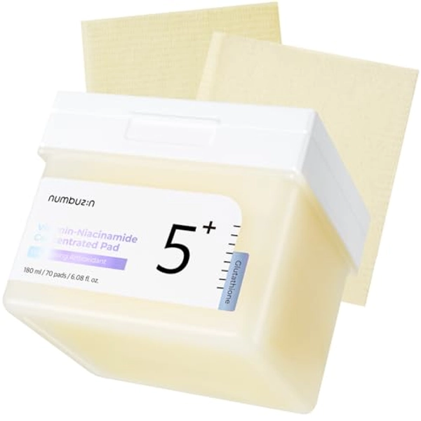 numbuzin No.5+ Vitamin-Niacinamide Concentrated Pad | Glutatión, niacinamida, PHA y LHA, 180 ml/70 almohadillas/6,08 fl.oz