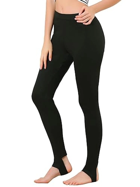 Allegra K Women's Leggings Elastic Waistband Gym Yoga Soft Cotton Christmas Stirrup Pants Tights
