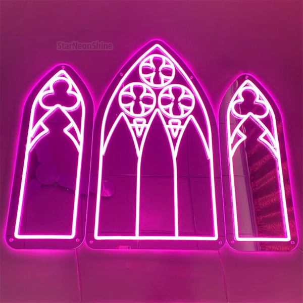 Gothic Mirror Neon Sign,gothic Arch Window,goth Lover Gift,gothic Medieval Mirrors Neon, Gothic Cathedral Arch Window,christmas Sign Gifts - Etsy Italy