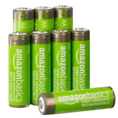 Amazon Basics AA High-Capacity Rechargeable Batteries, Pre-charged - 8 Pack (Appearance may vary)