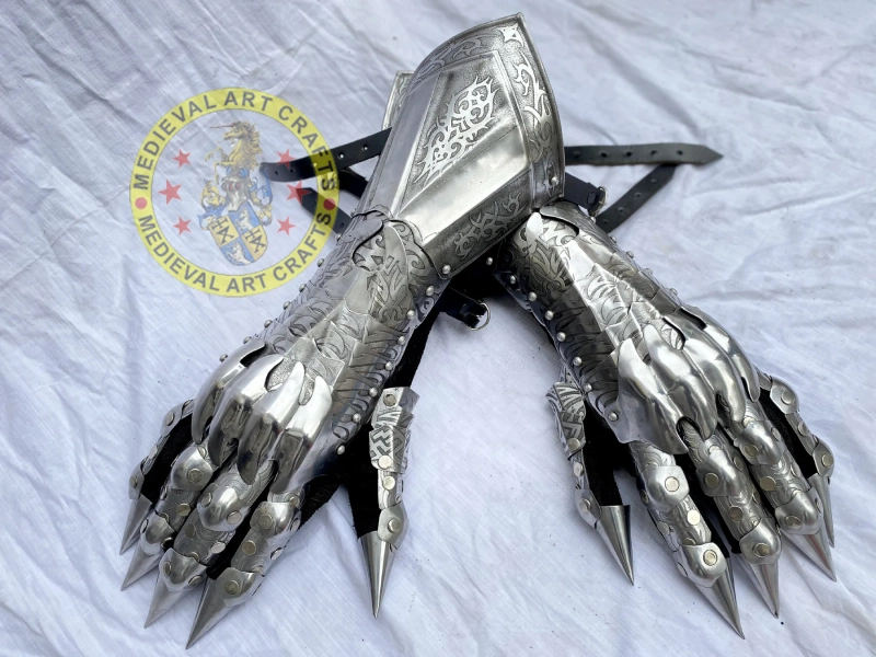 Medieval Knight Gauntlet Armor, fantasy Gloves Armor, Etching work, Sca, Cosplay, Larp Armor, Halloween Gifts