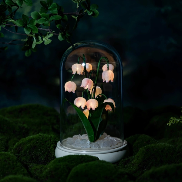 Handmade Pink Lily of The Valley Flower Night Lamp Anniversary Christmas Valentine's Day Gift for Her