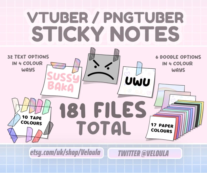 Vtuber / Pngtuber Sticky Note Asset MEGAPACK FULLY CUSTOMIZABLE Streamer Setup Twitch Channel Points Funny Stream Overlays - Etsy Canada