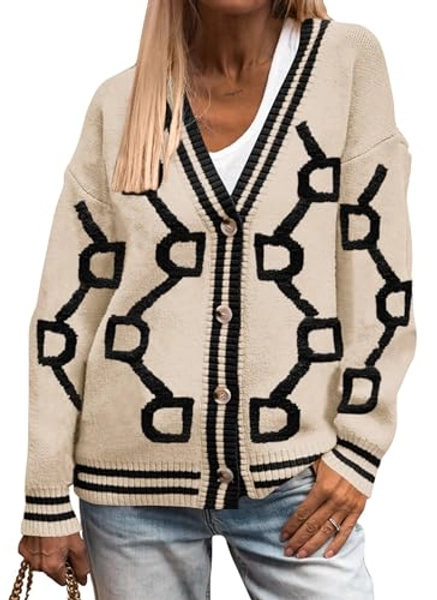 PRETTYGARDEN Fall Chunky Knit Cardigan Sweaters Casual Open Front Button Up Winter Coats Outerwear