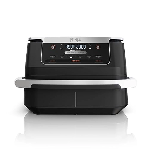 Ninja Foodi 6-in-1 DualZone FlexBasket Air Fryer w/7-QT MegaZone & Basket Divider, Full Meals, Smart Finish Cook 2 Foods 2 Ways, Large Capacity, Air Fry, Bake & More, DZ071C,Black (Canadian Version)