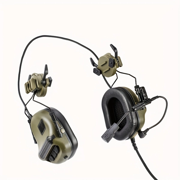 1pc ARM NEXTI F20 Outdoor Tactical Multi-Function Intercom Noise-Canceling Headset NRR24dB, Helmet Mount with PTT/Volume Control, Electronic Hearing Protection Cover, Foldable Design Suitable for Shooting Hunting Fishing, Black Green Color, AAA Battery Not Included, Shooting Ear Protection, Minimalist Style, Lightweight Tactical Communication, Durable Headset, Helmet-Mounted Microphone, Designed for Tactical Users