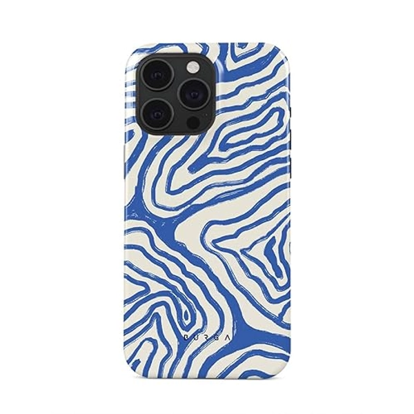 BURGA Phone Case for iPhone 15 Pro Max - Cute, Trendy, Aesthetic, Pattern Phone Cover, Hard Shell Protection - fits Apple iPhone 15 Pro Max Case for Women Men, Blue Ocean Waves