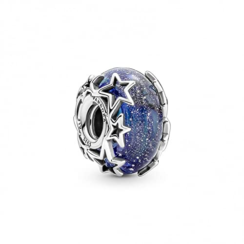 PANDORA Charm Murano-Glas Moments "Sterne" Silber, blau 790015C00 - Single