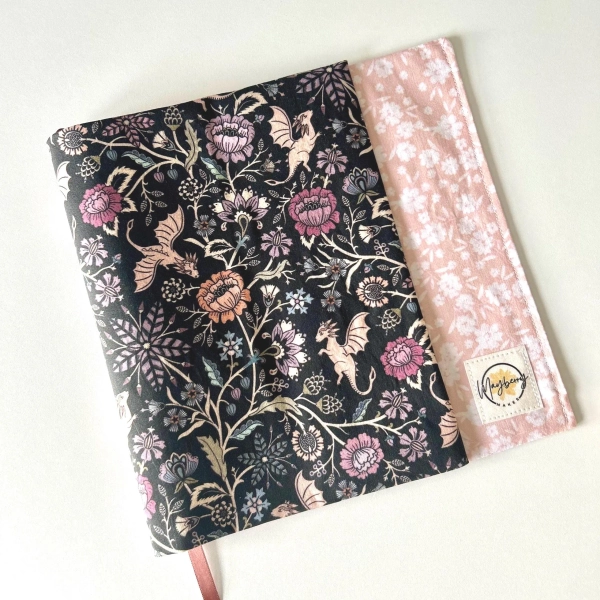 Reversible Book Cover Adjustable Bible Pouch Reusable Fabric Dust Jacket Antique Dragon Dust Cover Paperback Protector Hardcover Book Sleeve