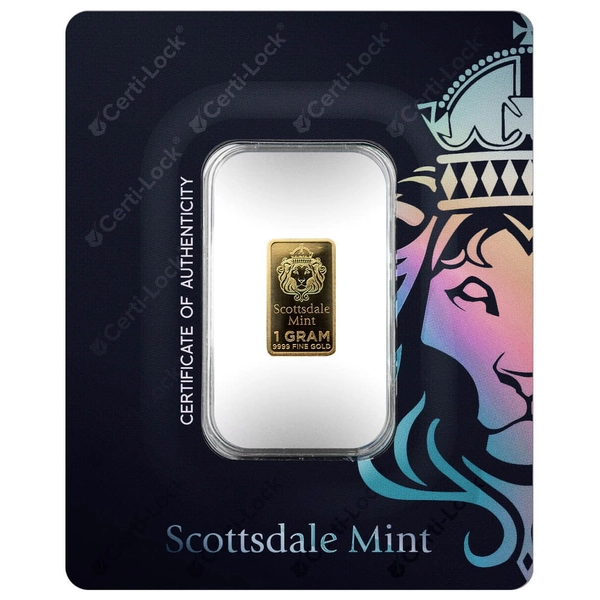 Scottsdale Prepper Gold 1 Gram Lion Gold Bar
