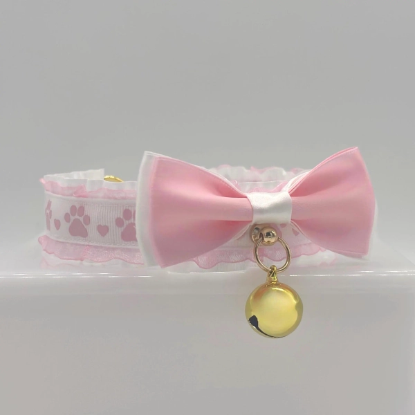 Pink Paws & Hearts Collar White Edition/Cosplay/Neko/Kawaii/Kittenplay/PetPlay Choker