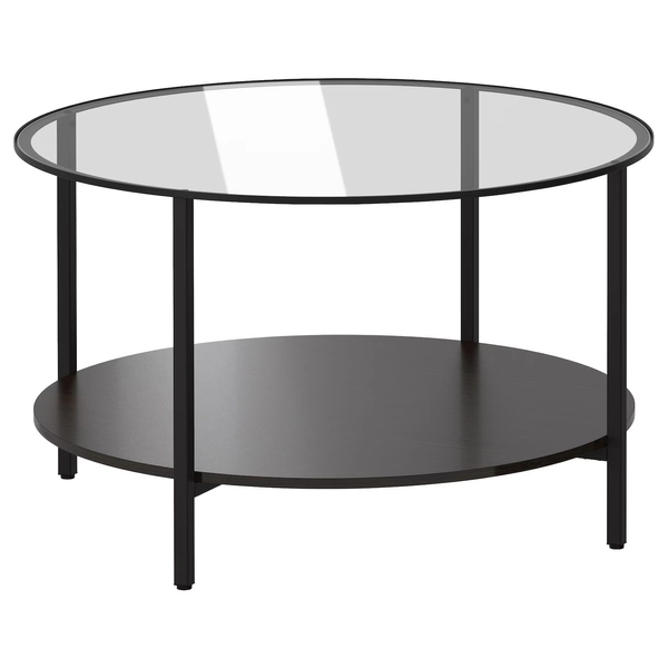 VITTSJÖ Coffee table - black-brown/glass 29 1/2 "
