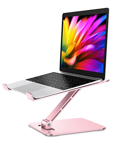 Zewwen Laptop Stand for Desk, Ergonomic Adjustable Foldable Computer Stand with Heat-Vent, Aluminium Alloy Laptop Riser Compatible with MacBook Air, Pro, Dell XPS, Samsung, 10”-16" (Rose Gold) - Rose Gold