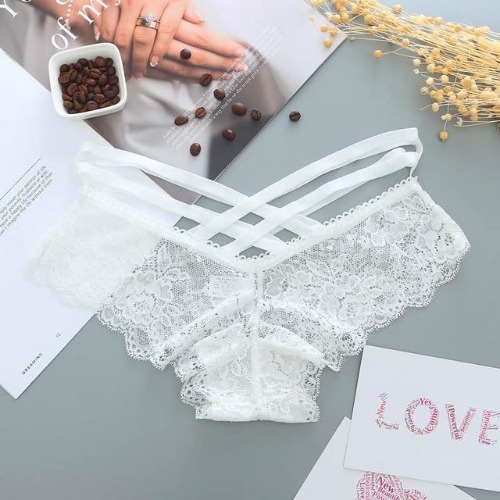 Lace Harness Panties - White