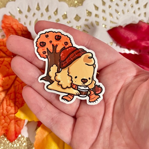 Apple Autumn Golden Retriever ~ Sticker | Default Title