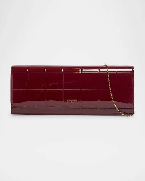 Chain Pouch Shoulder Bag in Quilted Patent Leather 