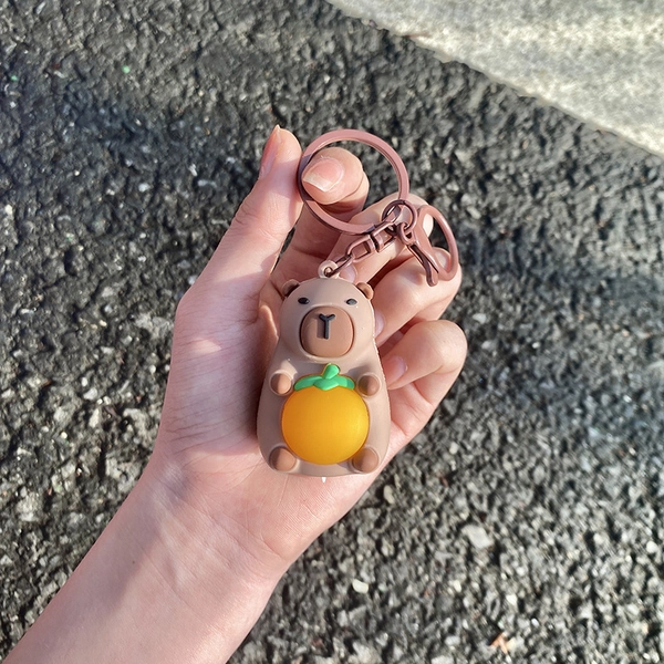 Glowing Capybara Keychain Cute Capybara Key Ring - Brown
