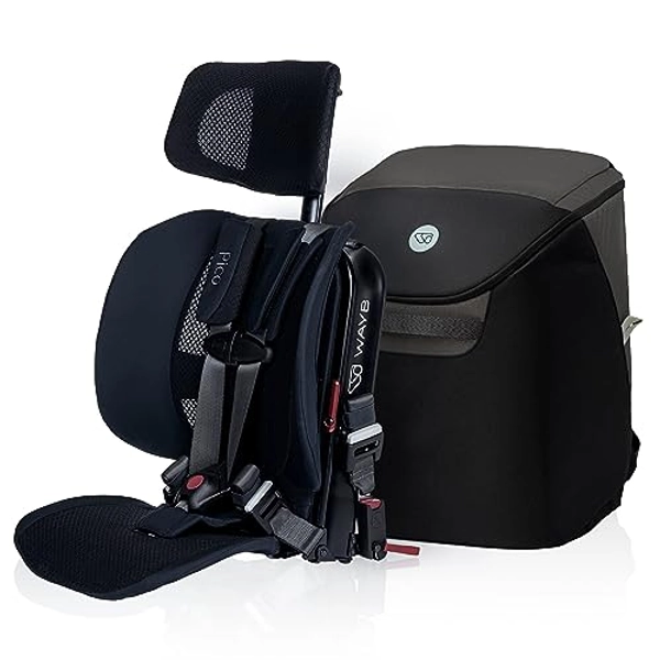 WAYB Pico Travel Car Seat with Premium Carrying Bag- Lightweight, Portable, Foldable - Perfect for Airplanes, Rideshares, and Road Trips - Forward Facing for Kids 22-50 lbs. and 30-45