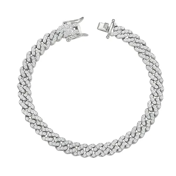 BLBLJERY Cuban Link Anklets for Women Plus Size Large Ankle Bracelets Gold Silver Rhinestone Diamond Bling Anklets Women 9 10 inch