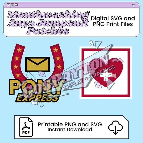 Pony Express Jumpsuit Cosplay Patches Printable Template Inspired by Mouthwashing | PNG SVG Available