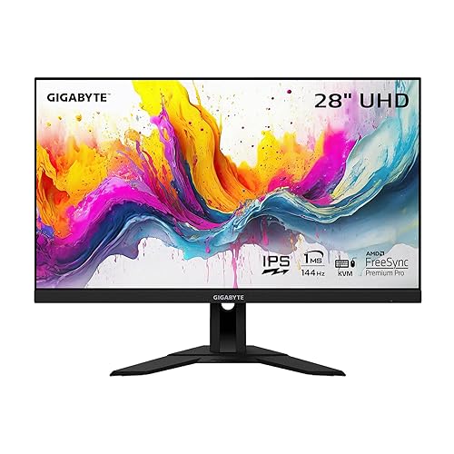GIGABYTE M28U 28" 144Hz Gaming Monitor, 3840 x 2160 SS IPS Display, 1ms (GTG) Response Time, 9‎4% DCI-P3, VESA Display HDR400, FreeSync Premium Pro, 1x Display Port 1.4, 2x HDMI 2.1 (M28U-SA) - 28" UHD 144Hz | IPS | Flat | Height & Tilt