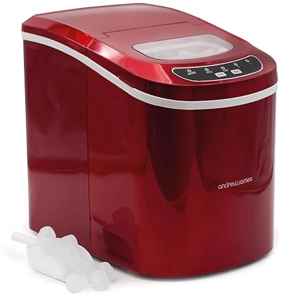 Andrew James Ice Maker Machine, Counter Top Electric Ice Cube Maker For Home, Ice In 10 Mins, Portable, Kitchen Bar Party, 2.2L, No Plumbing Required, Self Cleaning, Scoop & Basket included