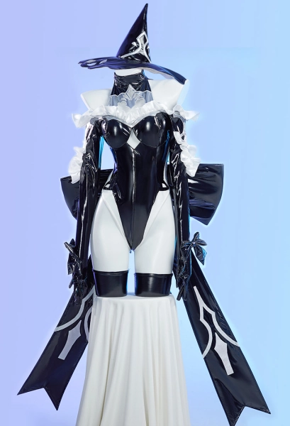 Mobbunny x Princess_Ailish 2B Sexy Lingerie Dessous Kostüm Gothic Schwarzer Hexen Bodysuit mit Hut