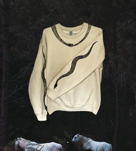 Snake Sweater Lino Hand-printed Ouroboros Ball Python Unique Pullover - Etsy France