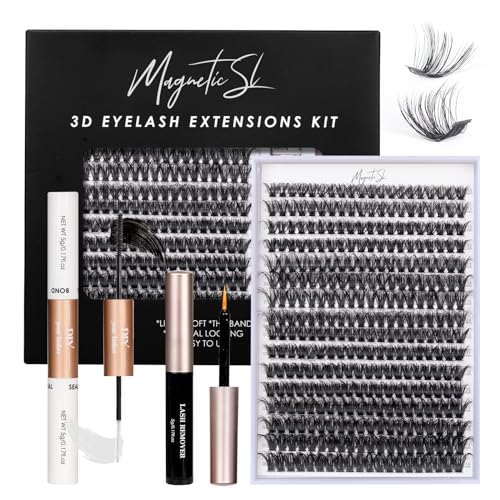 DIY Lash Extensions Kit 320pcs Individual Lashes Clusters 60D 80D D Curl Eyelash Extension Kit with Applicator and Lash Bond&Seal,Clusters Lash Glue Remover For False Eyelash Mix 10-16mm (60D+80D KIT) - 320PCS(KIT-60+80D-0.07D)