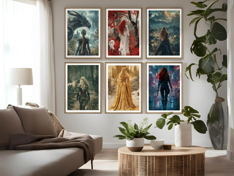 FMC Digital Wall Art Download Pack, Aelin, Feyre, Bryce, Auren, Violet, & Poppy Wall Decor, Library Wall Art, Romantasy Book Leading Ladies