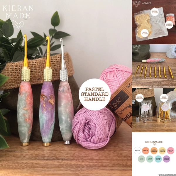 Custom Pastel Crochet Hook Standard Resin Handle | Interchangeable Crochet Hook Set