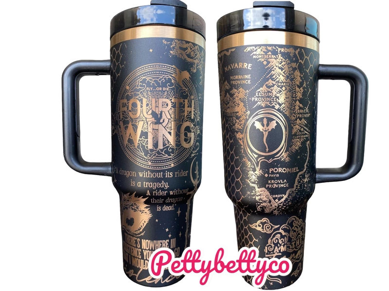 Dragon Book Engraved Tumbler - In My Dragon Era - Booktok Engraved Cup - Custom Engraved Cup  - 40oz tumbler with handle -Book Theme Tumbler
