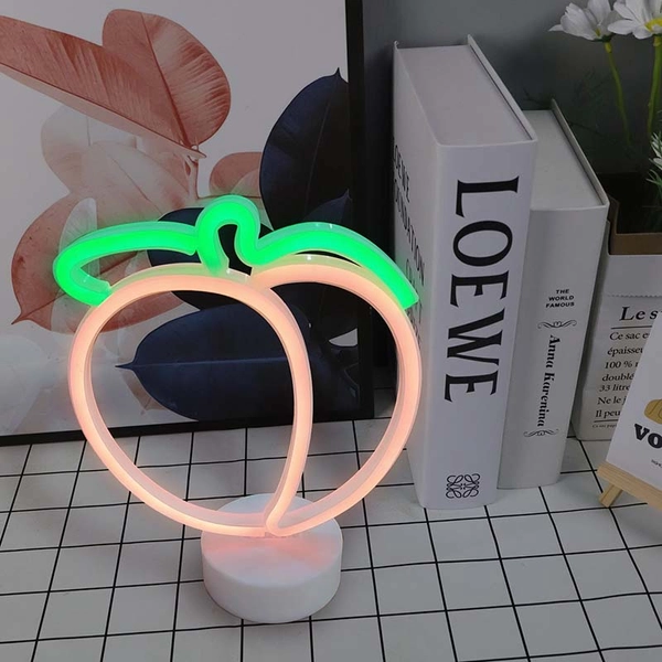 Peach Neon Sign Lamp Cute Fruit LED Night Lights