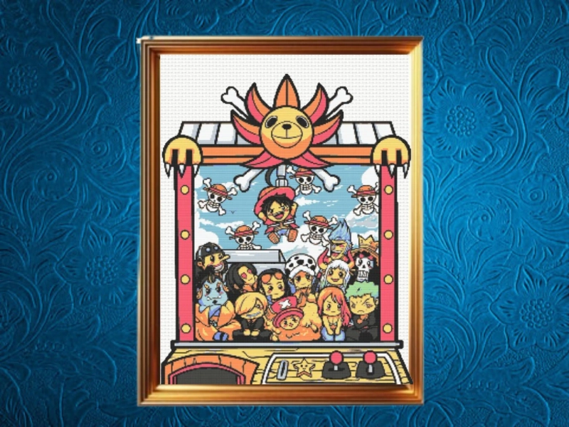 One Piece Claw Machine Cross Stitch Pattern, Instant Download