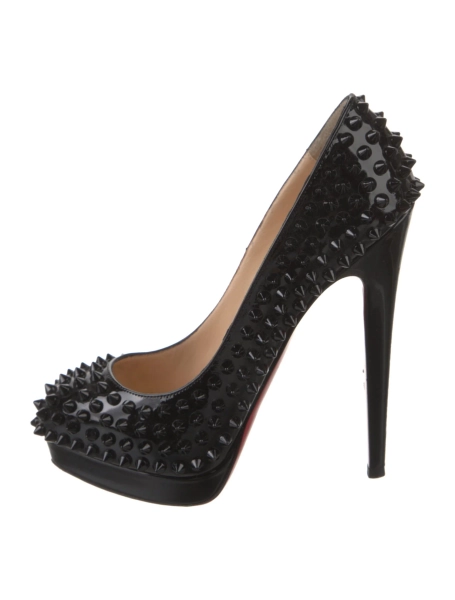 Spike Accents Patent Leather Pumps