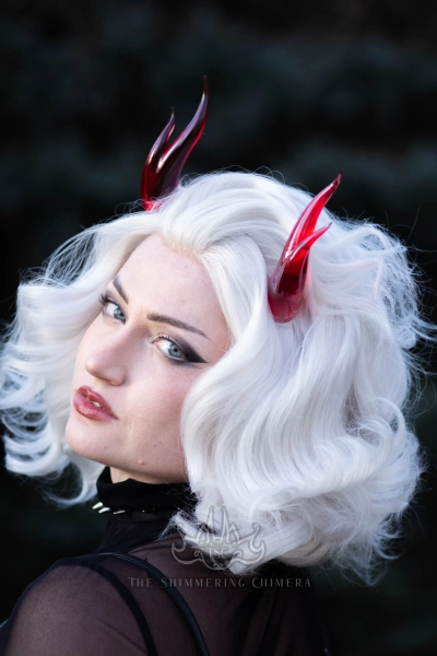 Transparent Red 3D Resin Printed Succubus Horns - Demon / Devil / Dragon / Monster Horns for Costumes, Cosplay, Halloween, Ren Faire