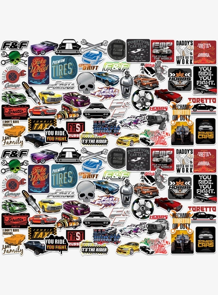 Fast & Furious 100ct Vinyl Stickers Variety Pack