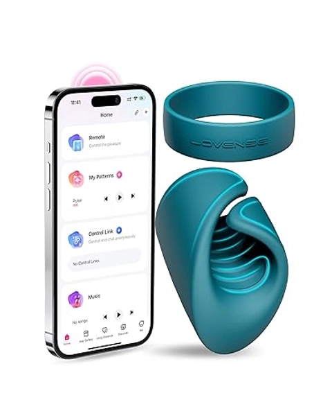 LOVENSE Gush Penis Ring Vibrator, Flexible Silicone Vibrating Cock Ring for Men, Wearable Cock Sleeve Massager Long-Distance Bluetooth Remote Reach with Music Sync, Partner & App Control