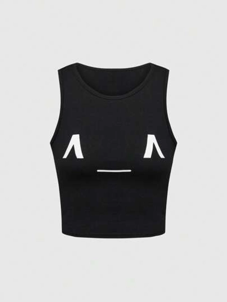 Casual Emoticon Printed Women Fitted Camisole, Versatile