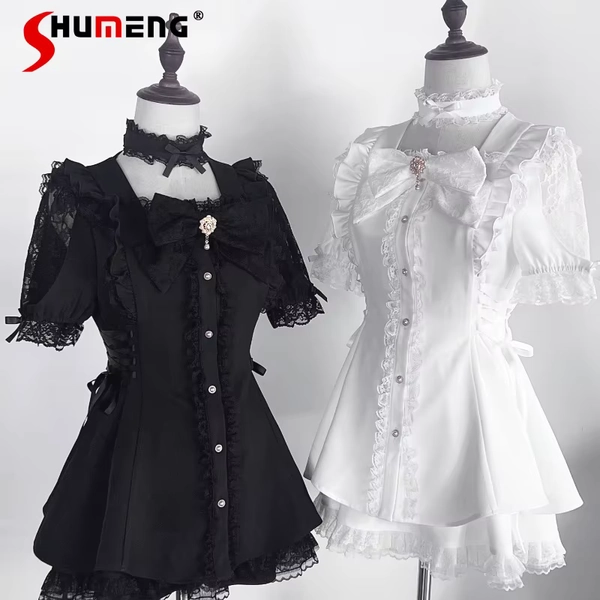 Summer Japanese Lolita Short-sleeved Dress Set Mine Series Mass-produced Dresses Shorts 2-piece Outfits Original Women's Clothes - AliExpress 200000345