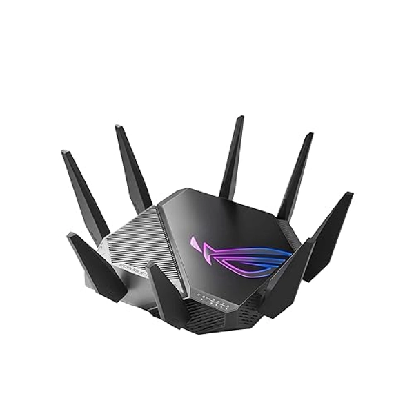 ASUS ROG GT-AXE11000 - Routeur Gaming Wi-FI 6E - Triple Bande + Nouvelle Bande 6 GHz, Port WAN/LAN 2.5G, Compatible PS5, VPN Fusion, Triple accélérateur de Jeu, sécurité réseau Gratuite, AiMesh
