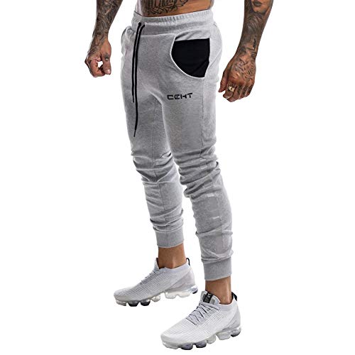 Wangdo Men's Slim Joggers Gym Workout Pants,Sport Training Tapered Sweatpants,Casual Athletics Joggers for Running - B-light Grey - Medium