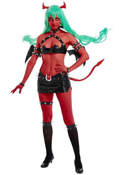 Panty &amp; Stocking with Garterbelt Scanty Lingerie Set Halter Low-cut Bra and Miniskirt Cosplay Costume Outfits