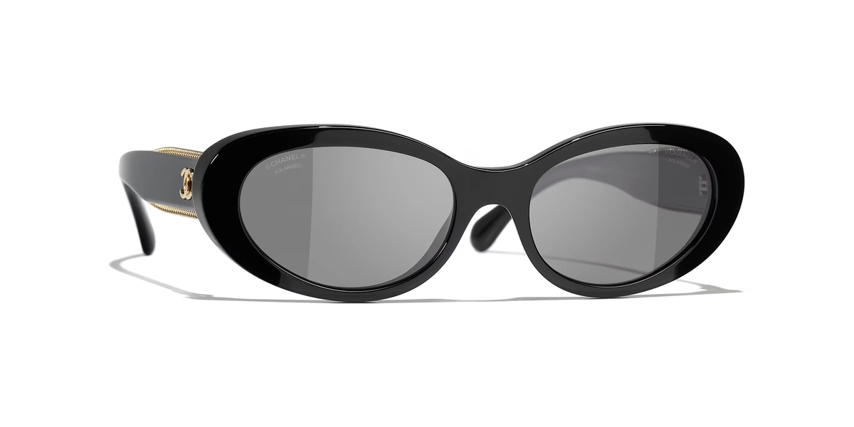 CHANEL Oval Sunglasses CH5515 Black - Women Luxury Sunglasses, Black Lens