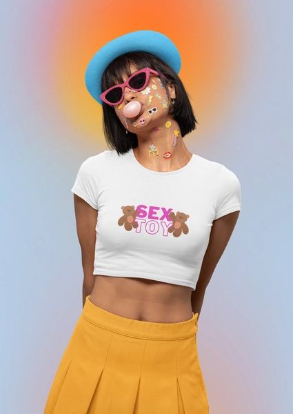 Sex Toy Women’s Crop Top | Daddy Fetish BDSM DDLG Kink | Naughty Babygirl T-shirt | Kinky Humor Adult Gift | Baby Tee for Submissive